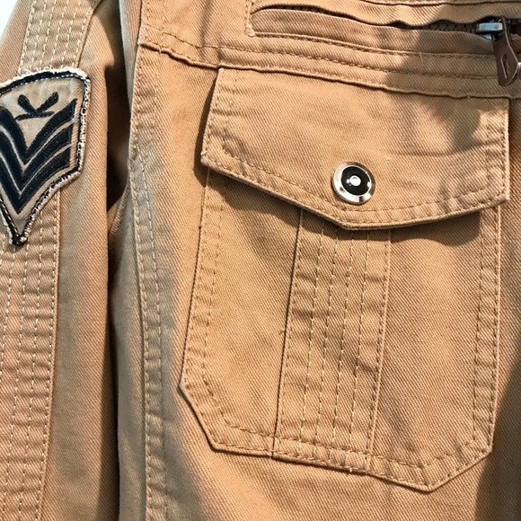 Kasild Military-Inspired Lined Khaki Denim Jacket, Size M - Picture 6 of 16